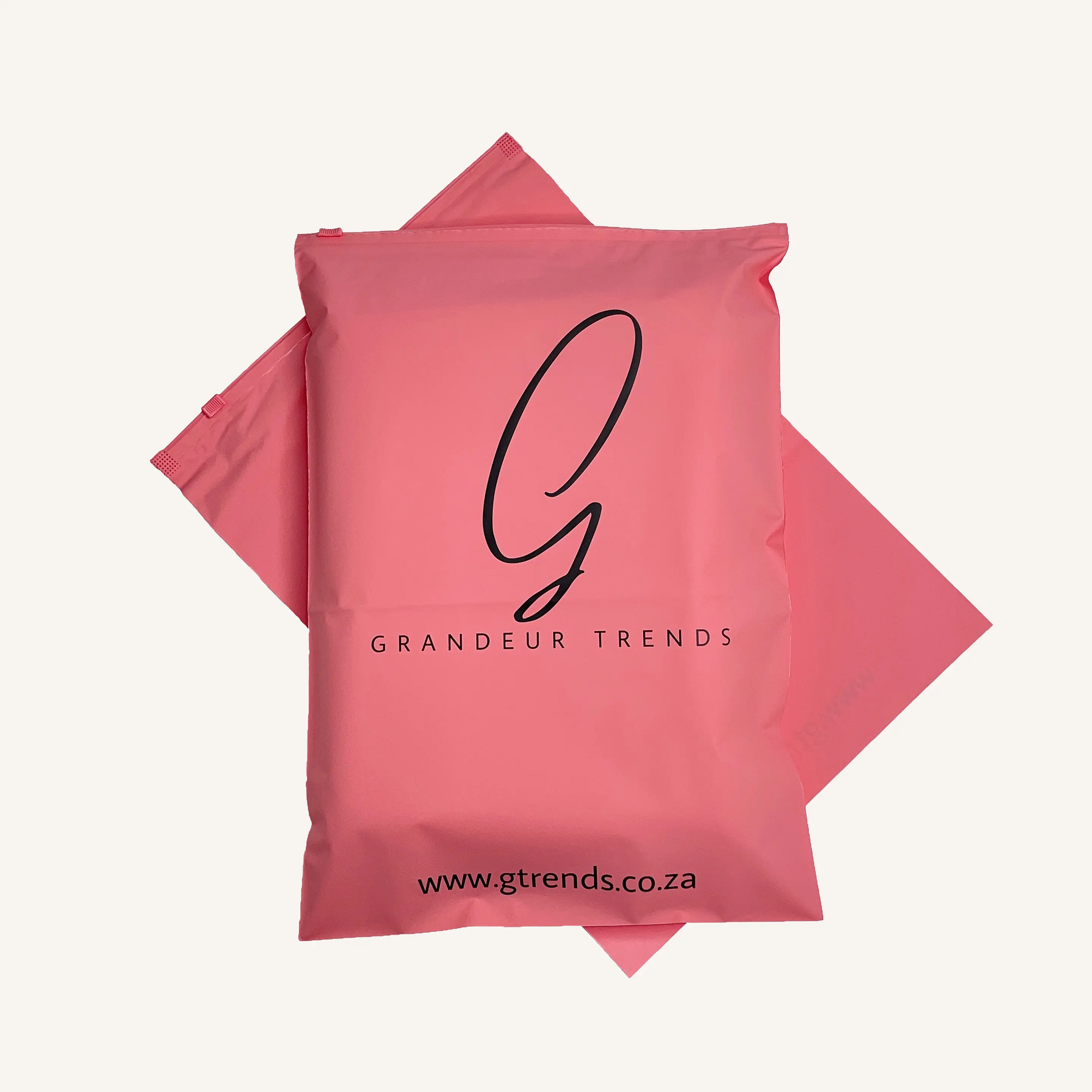Cute pink clothing packaging zipper bag with logo