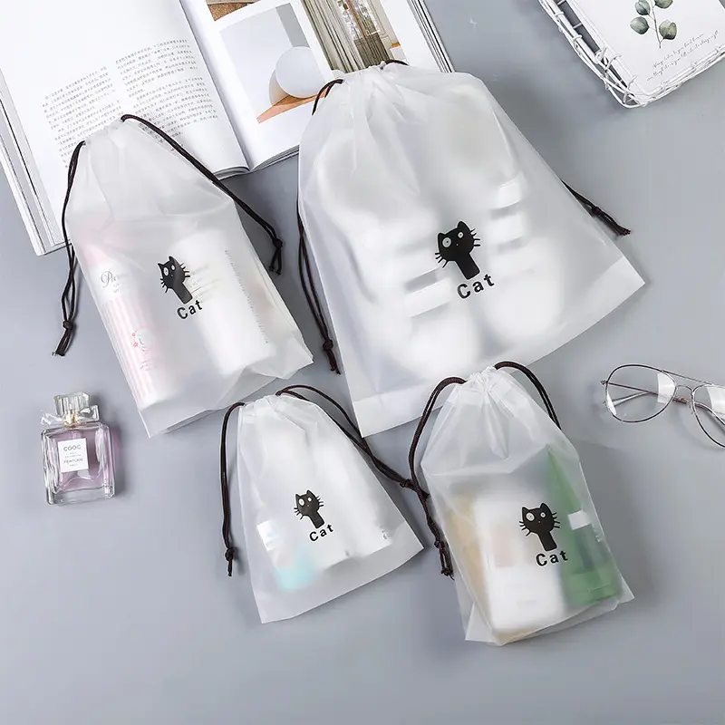 Custom logo frosted drawstring bag