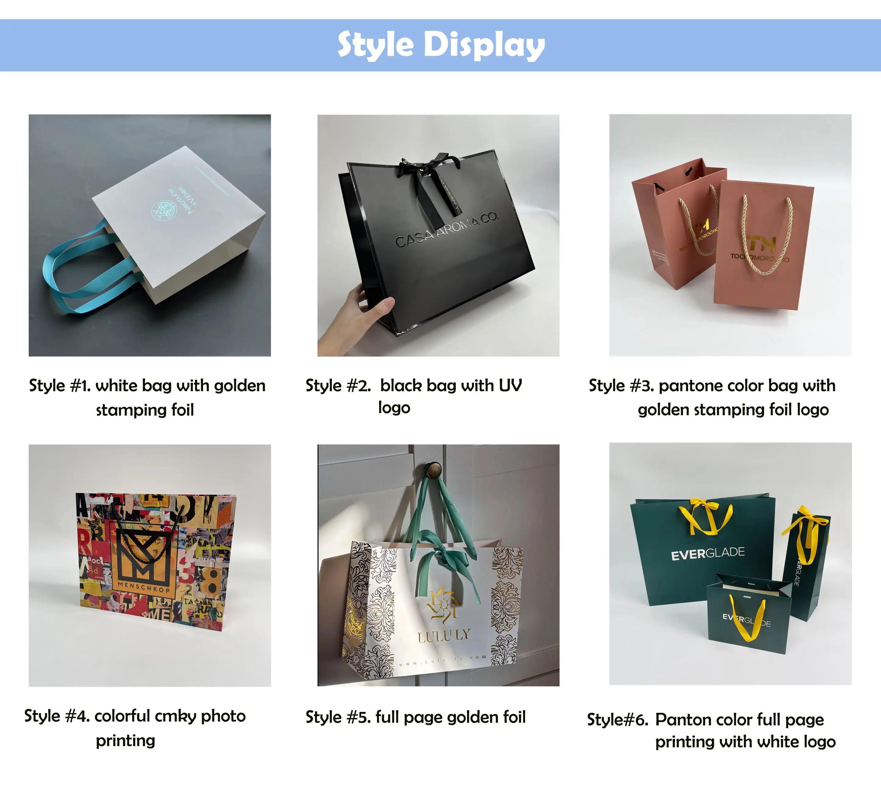 Luxury custom laser logo shopping gift bag