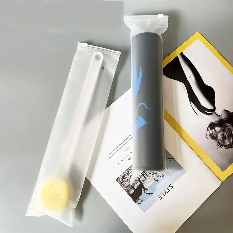 Long frosted zipper bag with logo custom printed