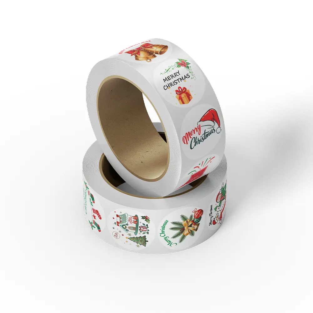 1inch/2.5cm diameter round Christmas sticker rolls for gift packaging